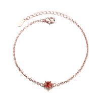 Cubic Zirconia Micro Pave Sterling Silver Bracelet, 925 Sterling Silver, with 35mm extender chain, rose gold color plated, micro pave cubic zirconia & for woman, 6mm Approx 5.9 