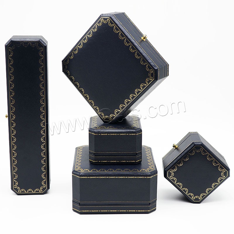 boîtes à bijoux en cuir, papier en similicuir, rectangle, styles différents pour le choix, plus de couleurs à choisir, Vendu par PC