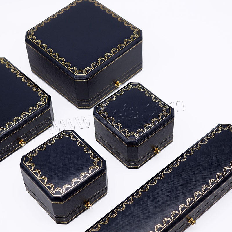 boîtes à bijoux en cuir, papier en similicuir, rectangle, styles différents pour le choix, plus de couleurs à choisir, Vendu par PC