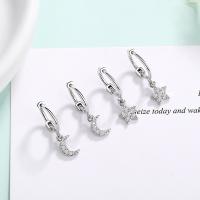 925 Sterling Silver Lever Back Earring & micro pave cubic zirconia & for woman, silver color, 10mmuff0c6mm 