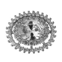 Colgantes de latón de imitación de diamante, metal, chapado en color de plata, Joyería & micro arcilla de diamantes de imitación, 17.5x15x8mm, agujero:aproximado 1.5mm, Vendido por UD