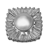 Colgantes de latón de imitación de diamante, metal, con Perlas plásticas, chapado en color de plata, Joyería & micro arcilla de diamantes de imitación, 20.5x20.5x13.5mm, agujero:aproximado 1.5mm, Vendido por UD
