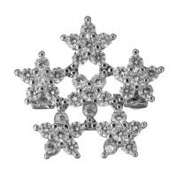 Broche de diamantes de imitación latón, metal, chapado en color de plata, Joyería & micro arcilla de diamantes de imitación, 22x21x9mm, Vendido por UD
