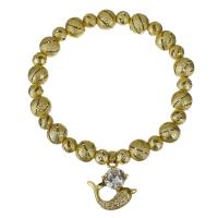 Латунные браслеты с стразами, Латунь, плакированный настоящим золотом, браслет-оберег & инкрустированное микро стразы & Женский   длина:Приблизительно 7 дюймовый, продается Strand