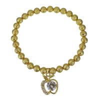 Rhinestone Brass Bracelets, Apple, real gold plated, charm bracelet & micro pave rhinestone & for woman  Approx 7 Inch 
