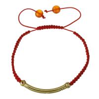 Brass Bracelets, with Nylon Cord, real gold plated, Adjustable & for woman  Approx 7-11 Inch 