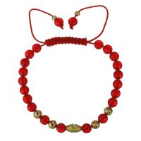 Brass Bracelets, with Dyed Jade & Nylon Cord, real gold plated, Adjustable & for woman   Approx 7-11 Inch 