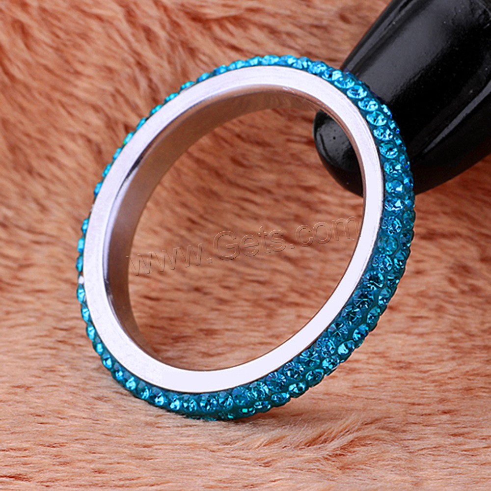 Anilo de dedo de acero inoxidable, diverso tamaño para la opción & para mujer & con diamantes de imitación, 4mm, tamaño:5.5-10, Vendido por UD