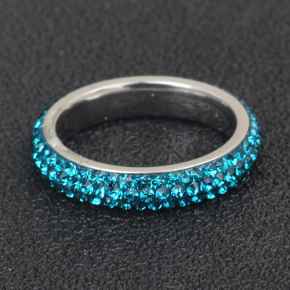 Anilo de dedo de acero inoxidable, diverso tamaño para la opción & para mujer & con diamantes de imitación, 4mm, tamaño:5.5-10, Vendido por UD