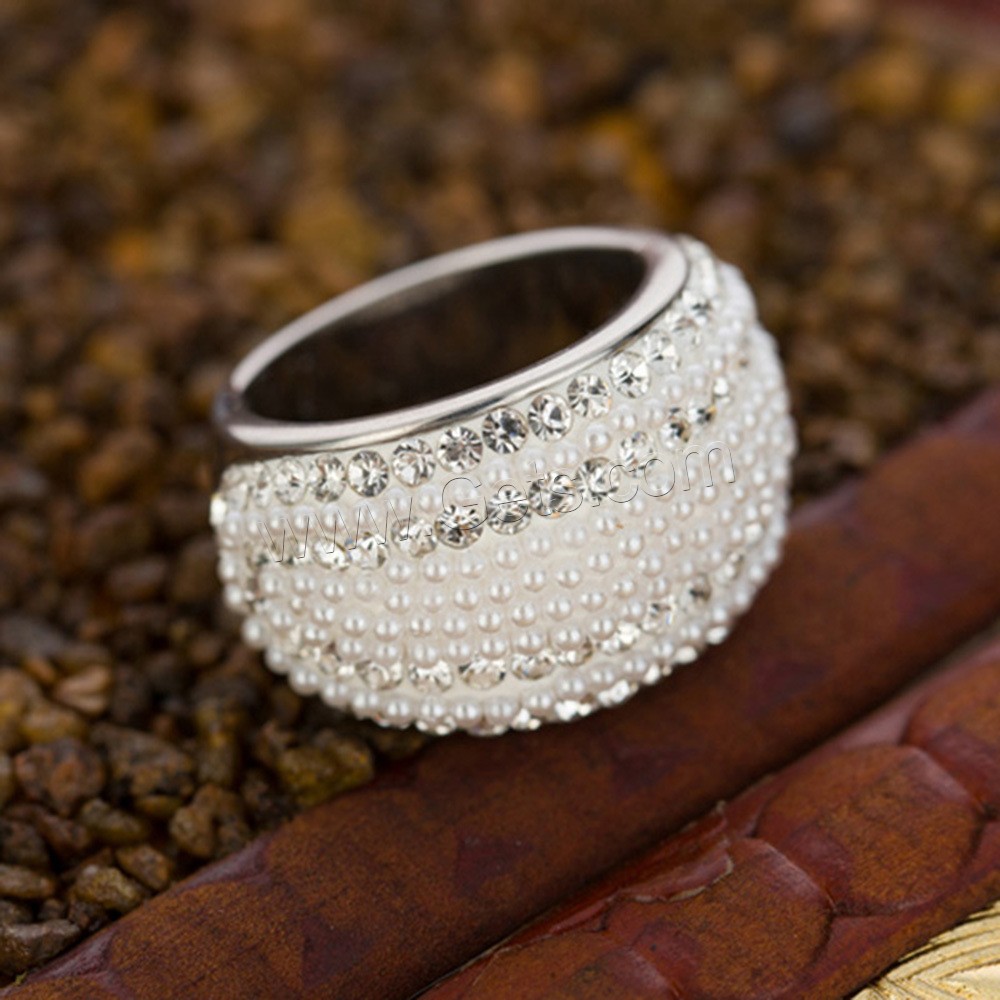 Anilo de dedo de acero inoxidable, diverso tamaño para la opción & para mujer & con diamantes de imitación, tamaño:6-9, Vendido por UD