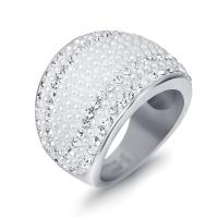 Нержавеющая сталь Rhinestone палец кольцо, нержавеющая сталь, разный размер для выбора & Женский & со стразами, размер:6-9, продается PC