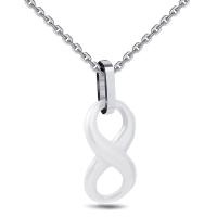 Titanium Steel Jewelry Necklace, with Porcelain, with 1.96lnch extender chain, Number 8, oval chain & for woman & hollow Approx 16.5 Inch 