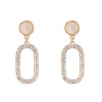 Zinc Alloy Drop Earring, Geometrical Pattern, gold color plated, micro pave cubic zirconia & for woman & enamel 