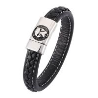 Bracelets en acier inoxydable, avec Microfibre PU, bijoux de mode & unisexe & normes différentes pour le choix, noire, 12mm, Vendu par PC