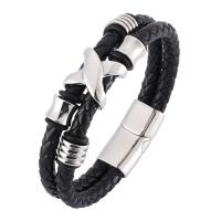 Edelstahl Armbänder, mit Leder, Doppelschicht & unisex & verschiedene Größen vorhanden, 6mmx2, verkauft von PC