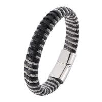 Bracelets en acier inoxydable, avec Microfibre PU, bijoux de mode & unisexe & normes différentes pour le choix, 12mm, Vendu par PC