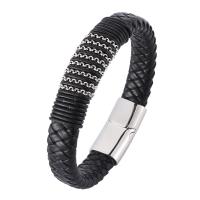 Stainless Steel Chain Bracelets, with Microfiber PU, fashion jewelry & Unisex 12mm 