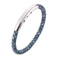 Stainless Steel Chain Bracelets, with PU Leather, fashion jewelry & Unisex 6mm 