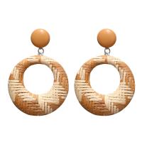 Rattan Drop Earring, with Zinc Alloy, fashion jewelry & for woman & hollow 