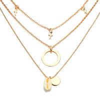 Shell Zinc Alloy Necklace, with Shell, gold color plated, three layers & Adjustable & for woman, 11mm,19mm,24mm Inch 