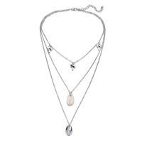 Shell Zinc Alloy Necklace, with Shell, plated, three layers & Adjustable & for woman 14mm,19mm,21mm Approx 24 Inch 