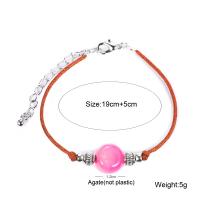 Waxed Nylon Cord Bracelet, with Agate & Zinc Alloy, plated, Adjustable & for woman 190mm 