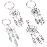 Zinc Alloy Key Clasp, with turquoise, Dream Catcher, silver color plated, durable & for woman 