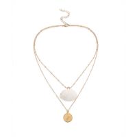 Shell Zinc Alloy Necklace, with Shell, plated, Double Layer & Adjustable & for woman 16mm,24mm .7 Inch 