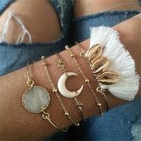 Zinc Alloy Bracelet Set, with Shell, plated, 5 pieces & for woman, golden 