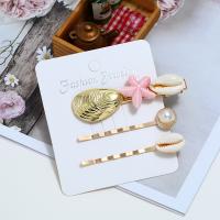 Hair Slide, Zinc Alloy, with Shell, plated, three pieces & for woman 