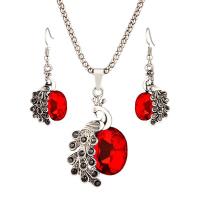 Fashion Zinc Alloy Jewelry Sets, earring & necklace, with Crystal, plated, 2 pieces & for woman 
