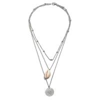 Цинкового сплава ожерелье, цинковый сплав, с Ракушка, плакирован серебром, три слоя & Женский, продается Strand