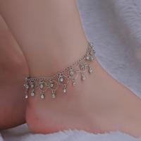Zinc Alloy Anklet, with 5cm extender chain, plated, for woman & with rhinestone Inch 