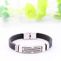 Silicone Stainless Steel Bracelets, with Stainless Steel, fashion jewelry & Unisex Approx 7.87 Inch 