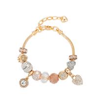 Brass Chain European Bracelets, with Crystal & Lampwork & Zinc Alloy, plated & for woman & enamel 