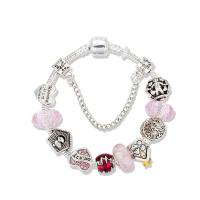 Brass Chain European Bracelets, with Crystal & Lampwork & Zinc Alloy, plated & for woman & with rhinestone 