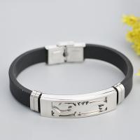 Silicone Stainless Steel Bracelets, with Silicone, polished, fashion jewelry & Unisex Approx 8.2 