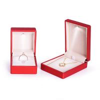 Rubber Jewelry Set Box, with Flocking Fabric, Rectangle, with LED light & frosted, red 