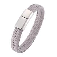PU Leather Cord Bracelets, Stainless Steel, fashion jewelry & Unisex 