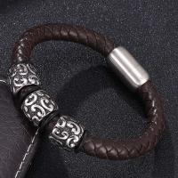 Cowhide Bracelets, Stainless Steel, fashion jewelry & Unisex brown 