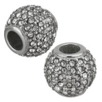 Stainless Steel Large Hole Beads, with rhinestone, original color Approx 4.5mm 