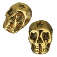 Stainless Steel Beads, Skull, gold color plated Approx 2mm 
