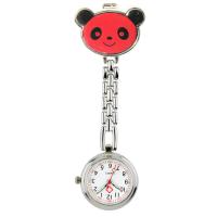 Hängende Uhr, Zinklegierung, mit Glas & Harz & PVC Kunststoff, chinesische Bewegung, Panda, Platinfarbe platiniert, für Frau, keine, 32x92mm, verkauft von PC
