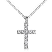 Zinc Alloy Sweater Chain Necklace, Cross, plated, oval chain & micro pave cubic zirconia & for woman Approx 23.63 Inch 