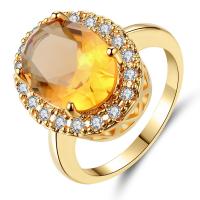 Circón cúbico anillo de dedo de latón, metal, chapado en color dorado, diverso tamaño para la opción & para mujer & con circonia cúbica, 15x18mm, Vendido por UD
