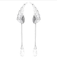Zinc Alloy Rhinestone Drop Earring, with Crystal, Wing Shape, silver color plated, for woman & with rhinestone 