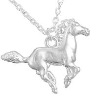 Ожерелье цинкового сплава , цинковый сплав, Лошадь, плакирован серебром, ювелирные изделия моды & Мужская длина:Приблизительно 20 дюймовый, продается Strand