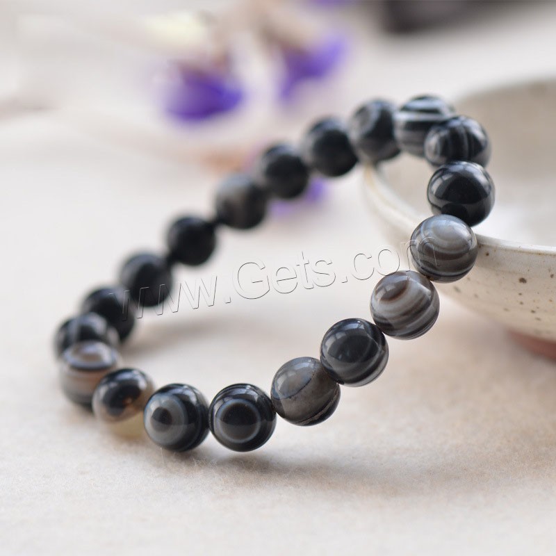 Agate Bracelet, Round, fashion jewelry & Unisex & different size for choice, grey, Sold By Strand