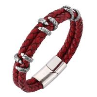 Stainless Steel Chain Bracelets, with PU Leather, fashion jewelry & Unisex 6mmx2 