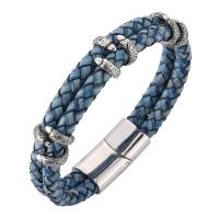 Stainless Steel Chain Bracelets, with Leather, Double Layer & fashion jewelry & Unisex 6mmx2 